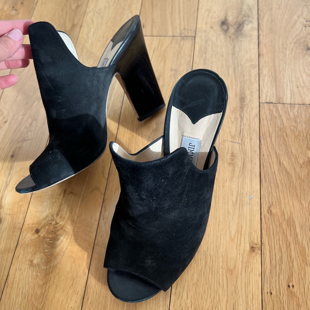 Jimmy Choo Black Suede Open-Toe Mules
